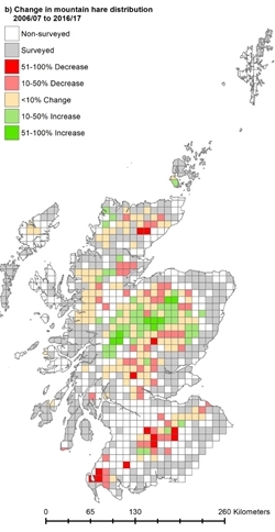 Distribution of mountain hares between 2006 and 2017 Distribution of mountain hares between 2006 and 2017